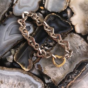 Tiffany & Co. Sterling & Gold Heart Link Bracelet